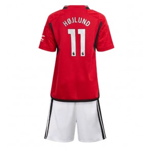 Manchester United Rasmus Hojlund #11 Hjemmebanesæt Børn 2023-24 Kort ærmer (+ korte bukser)